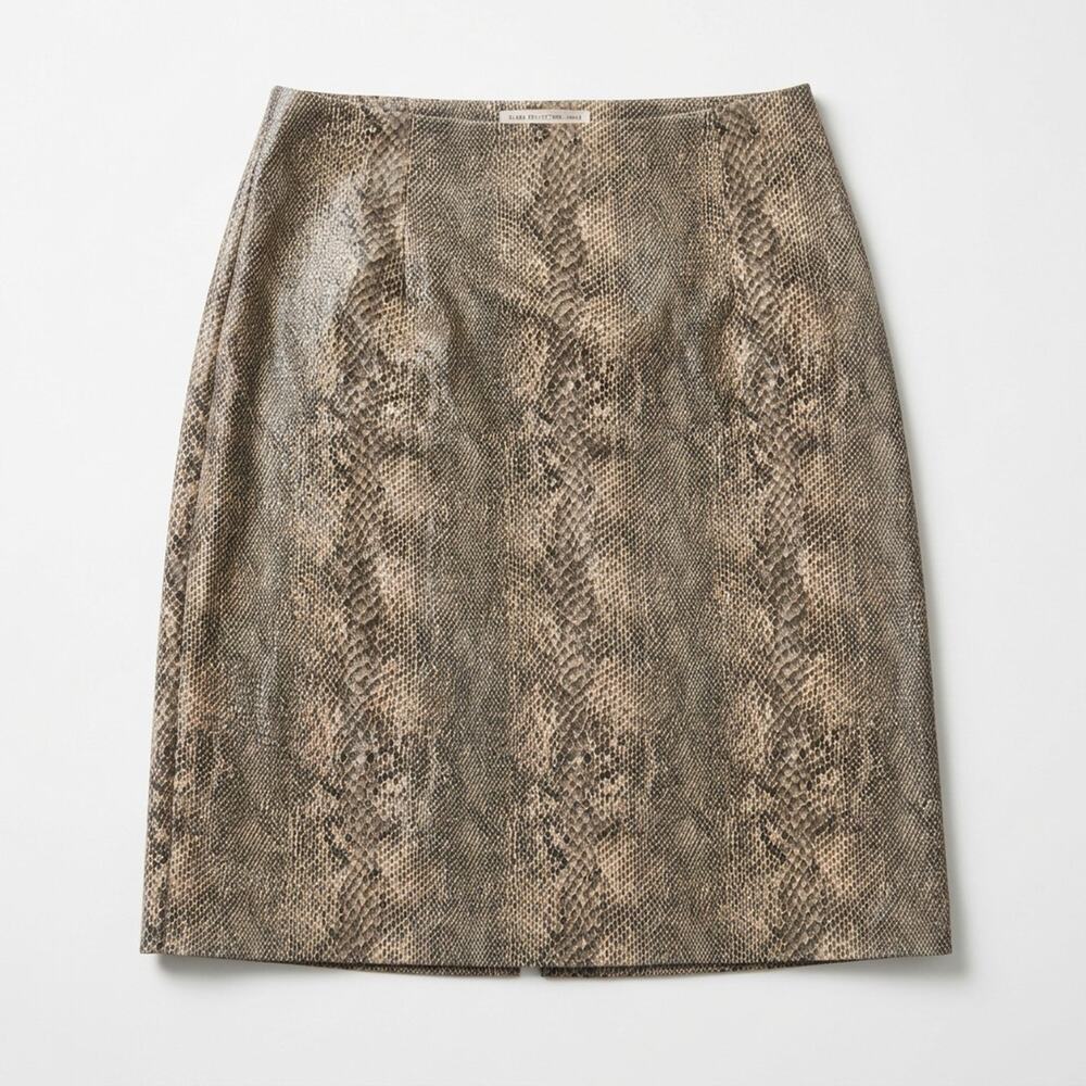 Y2K New York City Design Womens Size 10 Snake Print Pencil Skirt Brown Midi